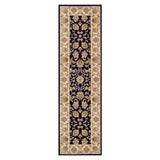 Kendra 3330 B Traditional Persian Classic Floral Vine Bordered Stain-Resistant Navy Blue Runner