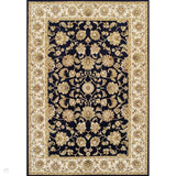 Kendra 3330 B Traditional Persian Classic Floral Vine Bordered Stain-Resistant Navy/Beige/Sand Rug