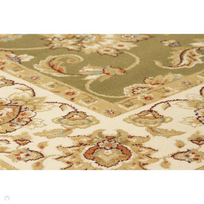 Kendra 3330 G Traditional Persian Classic Floral Vine Bordered Durable Easy-Care Low Profile Short Pile Green Round Rug-Melrose-Rug Love - The Most Loved Rug Store