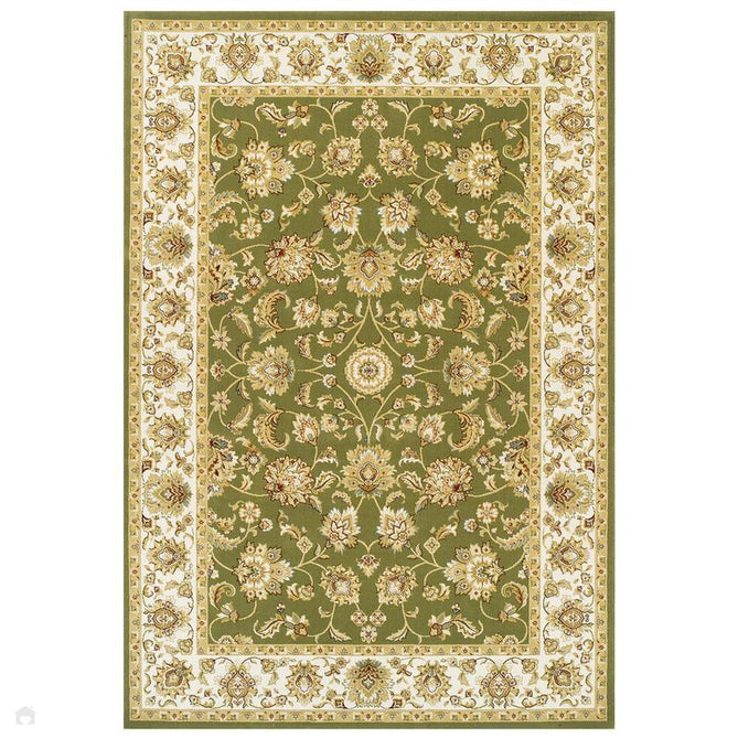 Kendra 3330 G Traditional Persian Classic Floral Vine Bordered Durable Easy-Care Low Profile Short Pile Green Round Rug-Melrose-Rug Love - The Most Loved Rug Store