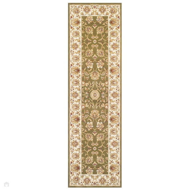 Kendra 3330 G Traditional Persian Classic Floral Vine Bordered Durable Easy-Care Low Profile Short Pile Green Round Rug-Melrose-Rug Love - The Most Loved Rug Store