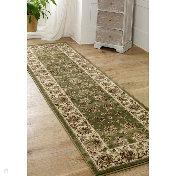 Kendra 3330 G Traditional Persian Classic Floral Vine Bordered Durable Easy-Care Low Profile Short Pile Green/Sand/Cream Rug-Oriental Weavers-Rug Love - The Most Loved Rug Store
