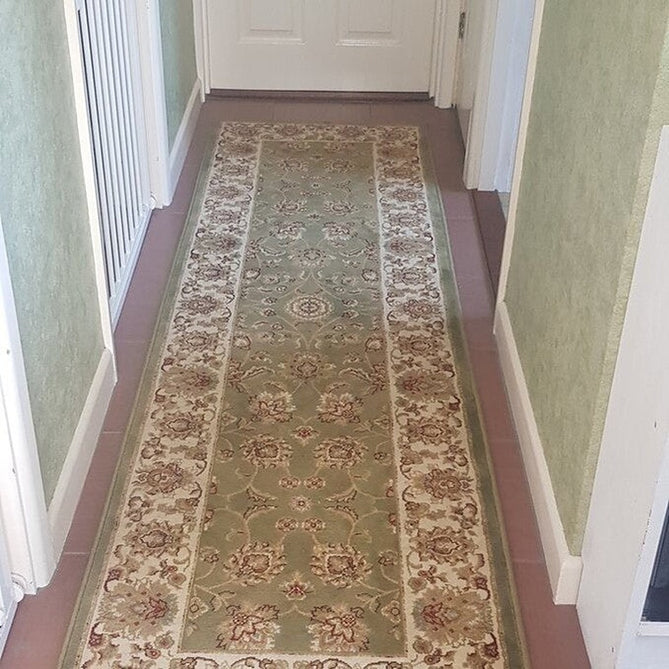 Kendra 3330 G Traditional Persian Classic Floral Vine Bordered Durable Easy-Care Low Profile Short Pile Green/Sand/Cream Rug-Oriental Weavers-Rug Love - The Most Loved Rug Store