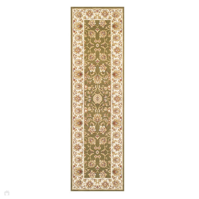 Kendra 3330 G Traditional Persian Classic Floral Vine Bordered Durable Easy-Care Low Profile Short Pile Green/Sand/Cream Rug-Oriental Weavers-Rug Love - The Most Loved Rug Store