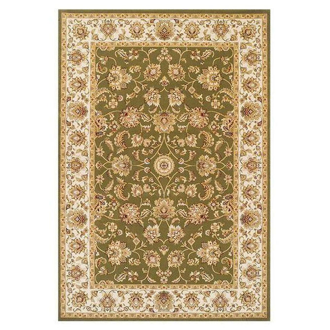 Kendra 3330 G Traditional Persian Classic Floral Vine Bordered Durable Easy-Care Low Profile Short Pile Green/Sand/Cream Rug-Oriental Weavers-Rug Love - The Most Loved Rug Store