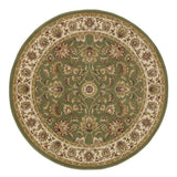 Kendra 3330 G Traditional Persian Classic Floral Vine Bordered Stain-Resistant Green Round Rug