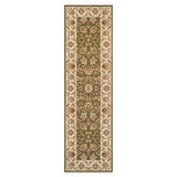 Kendra 3330 G Traditional Persian Classic Floral Vine Bordered Stain-Resistant Green Runner