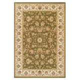 Kendra 3330 G Traditional Persian Classic Floral Vine Bordered Stain-Resistant Green/Sand/Cream Rug