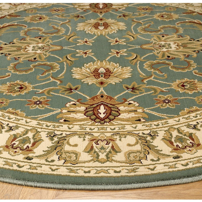 Kendra 45 L Traditional Persian Classic Floral Vine Bordered Durable Easy-Care Low Profile Short Pile Aqua Green Turquoise Duck Egg Rug-Oriental Weavers-Rug Love - The Most Loved Rug Store