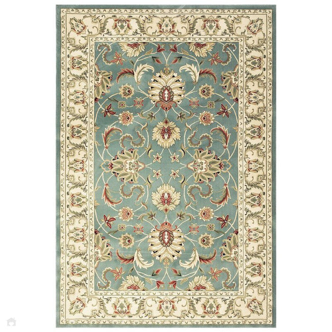 Kendra 45 L Traditional Persian Classic Floral Vine Bordered Durable Easy-Care Low Profile Short Pile Aqua Green Turquoise Duck Egg Rug-Oriental Weavers-Rug Love - The Most Loved Rug Store