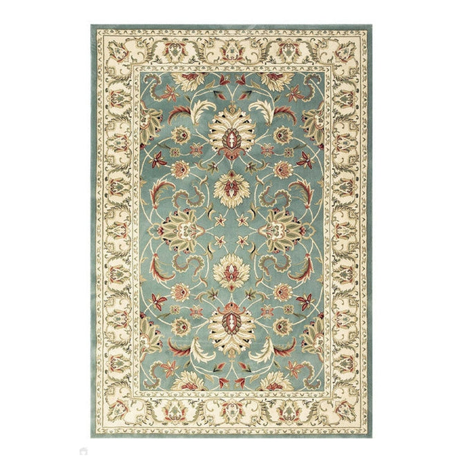 Kendra 45 L Traditional Persian Classic Floral Vine Bordered Durable Easy-Care Low Profile Short Pile Aqua Green Turquoise Duck Egg Rug-Oriental Weavers-Rug Love - The Most Loved Rug Store