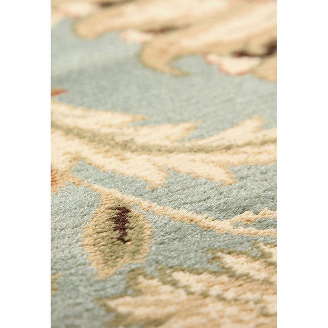 Kendra 45 L Traditional Persian Classic Floral Vine Bordered Durable Easy-Care Low Profile Short Pile Soft Aqua Blue/Duck Egg Green/Muted Teal Green Round Rug-Melrose-Rug Love - The Most Loved Rug Store