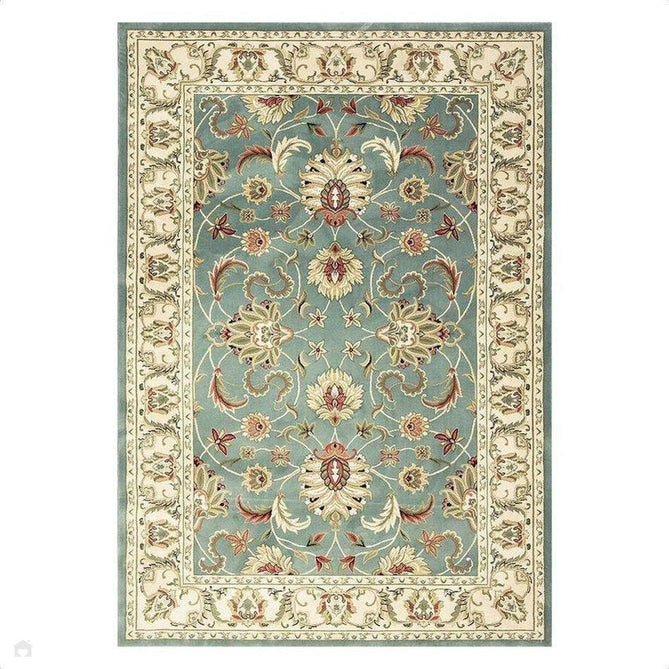 Kendra 45 L Traditional Persian Classic Floral Vine Bordered Durable Easy-Care Low Profile Short Pile Soft Aqua Blue/Duck Egg Green/Muted Teal Green Rug 160 x 230 cm-Shop Returns-Rug Love - The Most Loved Rug Store