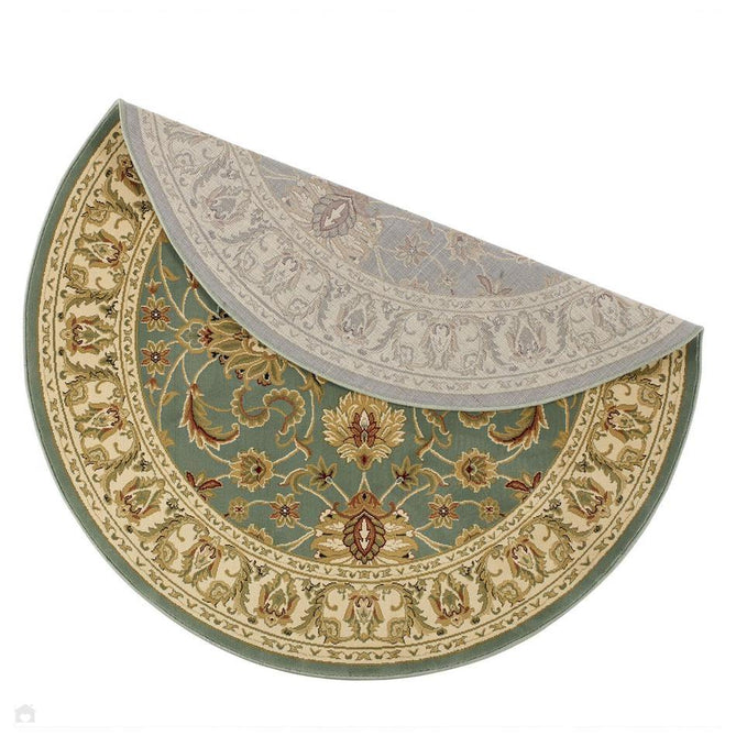 Kendra 45 L Traditional Persian Classic Floral Vine Bordered Durable Easy-Care Low Profile Short Pile Soft Aqua Blue/Duck Egg Green/Muted Teal Green Runner-Melrose-Rug Love - The Most Loved Rug Store