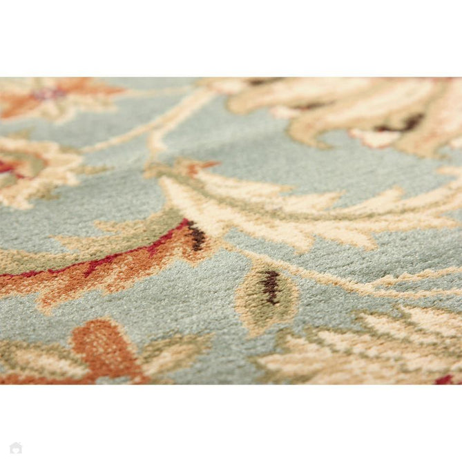 Kendra 45 L Traditional Persian Classic Floral Vine Bordered Durable Easy-Care Low Profile Short Pile Soft Aqua Blue/Duck Egg Green/Muted Teal Green Runner-Melrose-Rug Love - The Most Loved Rug Store