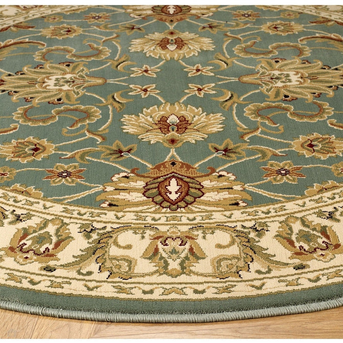 Kendra 45 L Traditional Persian Classic Floral Vine Bordered Durable Easy-Care Low Profile Short Pile Soft Aqua Blue/Duck Egg Green/Muted Teal Green Runner-Melrose-Rug Love - The Most Loved Rug Store