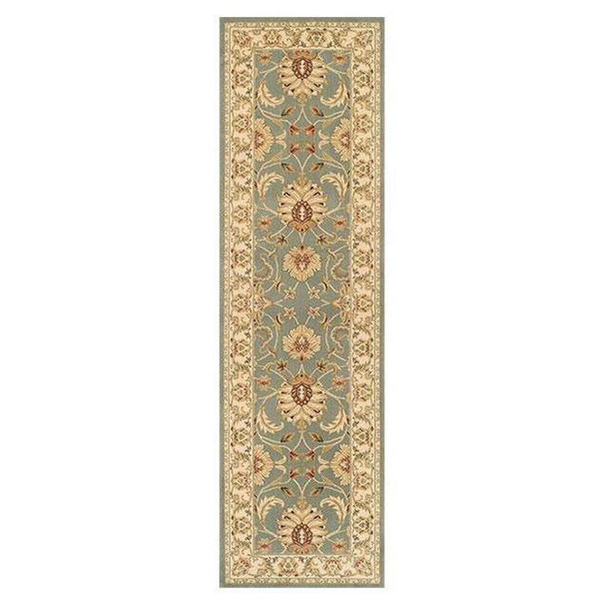 Kendra 45 L Traditional Persian Classic Floral Vine Bordered Durable Easy-Care Low Profile Short Pile Soft Aqua Blue/Duck Egg Green/Muted Teal Green Runner-Melrose-Rug Love - The Most Loved Rug Store