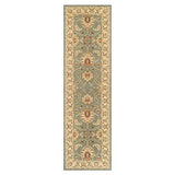 Kendra 45 L Traditional Persian Classic Floral Vine Bordered Durable Easy-Care Low Profile Short Pile Soft Aqua Blue/Duck Egg Green/Muted Teal Green Runner