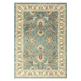 Kendra 45 L Traditional Persian Classic Floral Vine Bordered Stain-Resistant Aqua Green Turquoise Duck Egg Rug