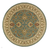 Kendra 45 L Traditional Persian Classic Floral Vine Bordered Stain-Resistant Aqua Green Turquoise Round Rug