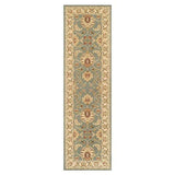 Kendra 45 L Traditional Persian Classic Floral Vine Bordered Stain-Resistant Aqua Green Turquoise Runner