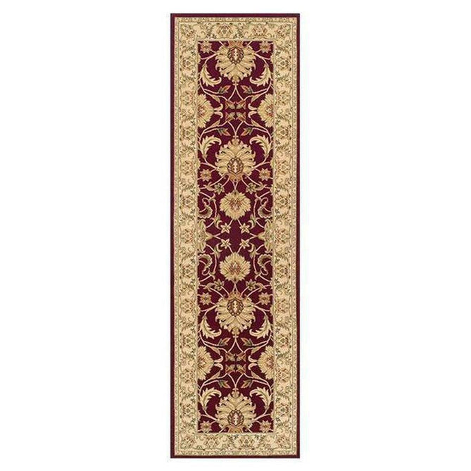 Kendra 45 M Traditional Persian Classic Floral Vine Bordered Durable Easy-Care Low Profile Short Pile Red Runner-Melrose-Rug Love - The Most Loved Rug Store
