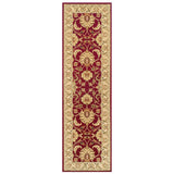 Kendra 45 M Traditional Persian Classic Floral Vine Bordered Durable Easy-Care Low Profile Short Pile Red Runner
