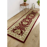 Kendra 45 M Traditional Persian Classic Floral Vine Bordered Durable Easy-Care Low Profile Short Pile Red Runner