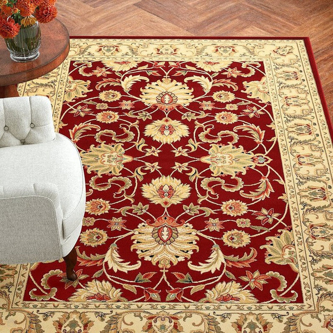 Kendra 45 M Traditional Persian Classic Floral Vine Bordered Durable Easy-Care Low Profile Short Pile Red/Beige/Sand/Multi Rug-Oriental Weavers-Rug Love - The Most Loved Rug Store
