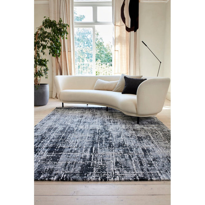 Kuza Abstract Modern Distressed Shimmer Hi-Lo Textured Soft Velvety Touch High-Density Durable Easy-Care Short Pile Light Grey/Black/Cream Rug-Asiatic Carpets-Rug Love - The Most Loved Rug Store