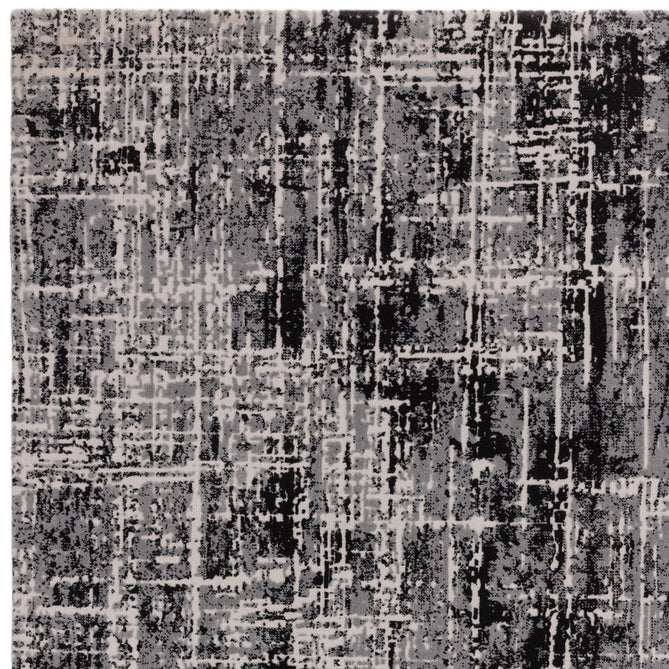 Kuza Abstract Modern Distressed Shimmer Hi-Lo Textured Soft Velvety Touch High-Density Durable Easy-Care Short Pile Light Grey/Black/Cream Rug-Asiatic Carpets-Rug Love - The Most Loved Rug Store