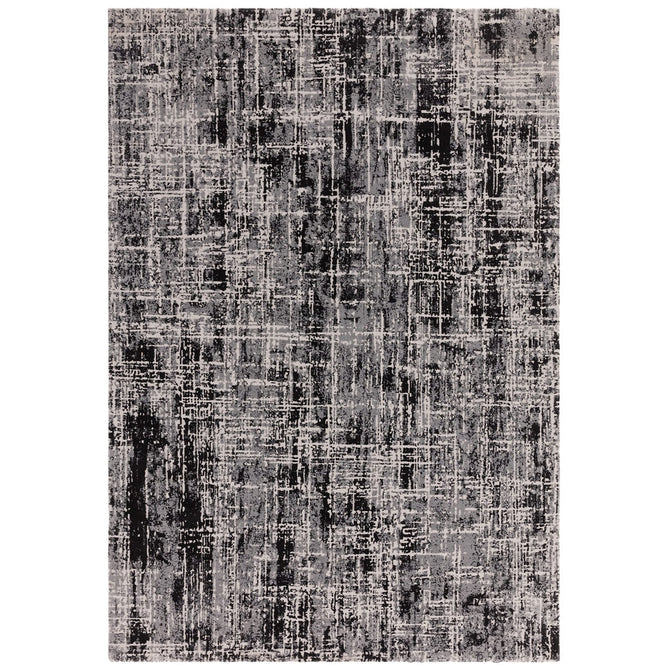 Kuza Abstract Modern Distressed Shimmer Hi-Lo Textured Soft Velvety Touch High-Density Durable Easy-Care Short Pile Light Grey/Black/Cream Rug-Asiatic Carpets-Rug Love - The Most Loved Rug Store