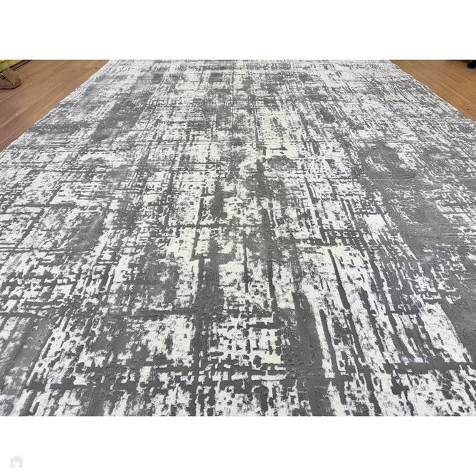 Kuza Abstract Modern Distressed Shimmer Hi-Lo Textured Soft Velvety Touch High-Density Durable Easy-Care Short Pile Mid Grey/Cream/Light Grey Rug-Asiatic Carpets-Rug Love - The Most Loved Rug Store