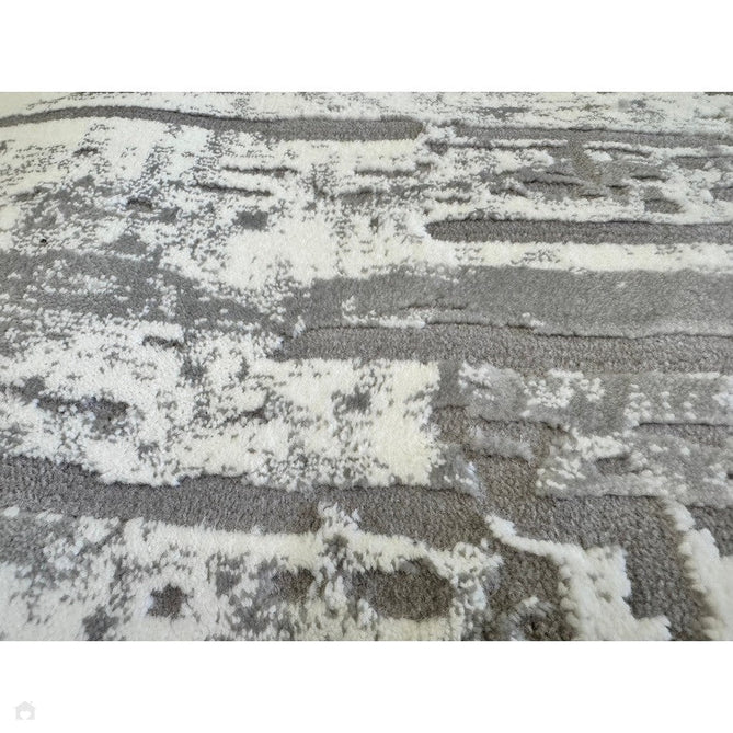 Kuza Abstract Modern Distressed Shimmer Hi-Lo Textured Soft Velvety Touch High-Density Durable Easy-Care Short Pile Mid Grey/Cream/Light Grey Rug-Asiatic Carpets-Rug Love - The Most Loved Rug Store