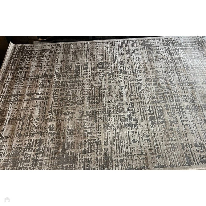 Kuza Abstract Modern Distressed Shimmer Hi-Lo Textured Soft Velvety Touch High-Density Durable Easy-Care Short Pile Mid Grey/Cream/Light Grey Rug-Asiatic Carpets-Rug Love - The Most Loved Rug Store