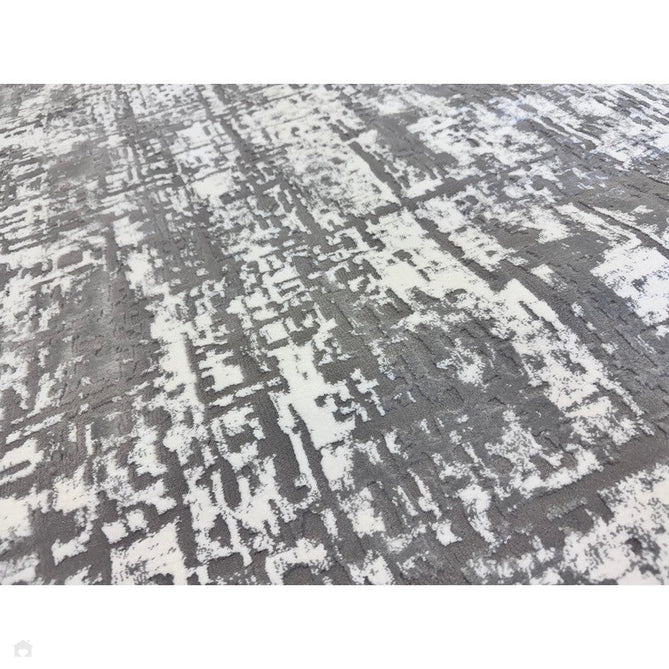 Kuza Abstract Modern Distressed Shimmer Hi-Lo Textured Soft Velvety Touch High-Density Durable Easy-Care Short Pile Mid Grey/Cream/Light Grey Rug-Asiatic Carpets-Rug Love - The Most Loved Rug Store