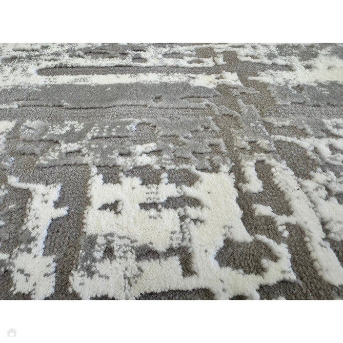Kuza Abstract Modern Distressed Shimmer Hi-Lo Textured Soft Velvety Touch High-Density Durable Easy-Care Short Pile Mid Grey/Cream/Light Grey Rug-Asiatic Carpets-Rug Love - The Most Loved Rug Store