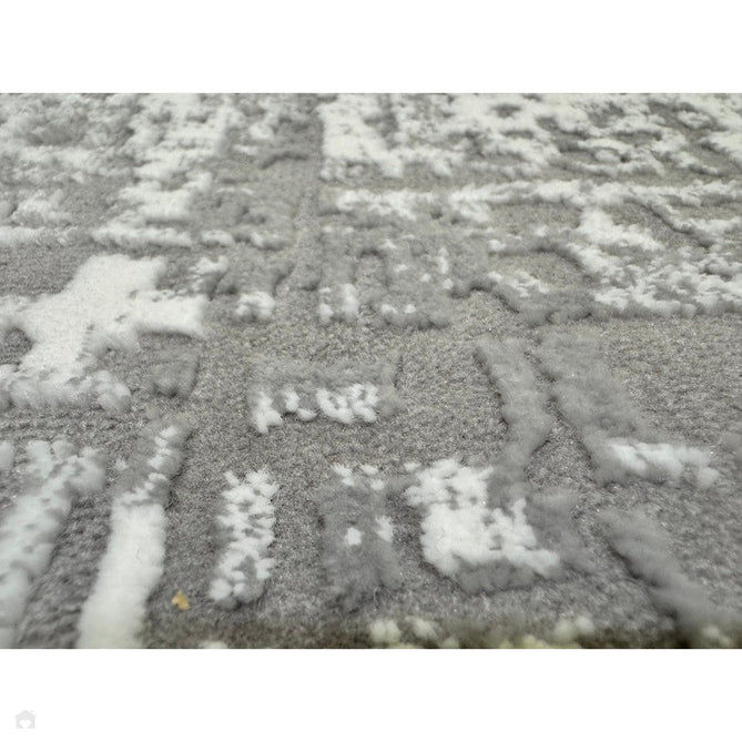 Kuza Abstract Modern Distressed Shimmer Hi-Lo Textured Soft Velvety Touch High-Density Durable Easy-Care Short Pile Mid Grey/Cream/Light Grey Rug-Asiatic Carpets-Rug Love - The Most Loved Rug Store
