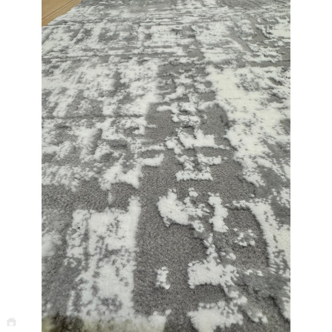 Kuza Abstract Modern Distressed Shimmer Hi-Lo Textured Soft Velvety Touch High-Density Durable Easy-Care Short Pile Mid Grey/Cream/Light Grey Rug-Asiatic Carpets-Rug Love - The Most Loved Rug Store