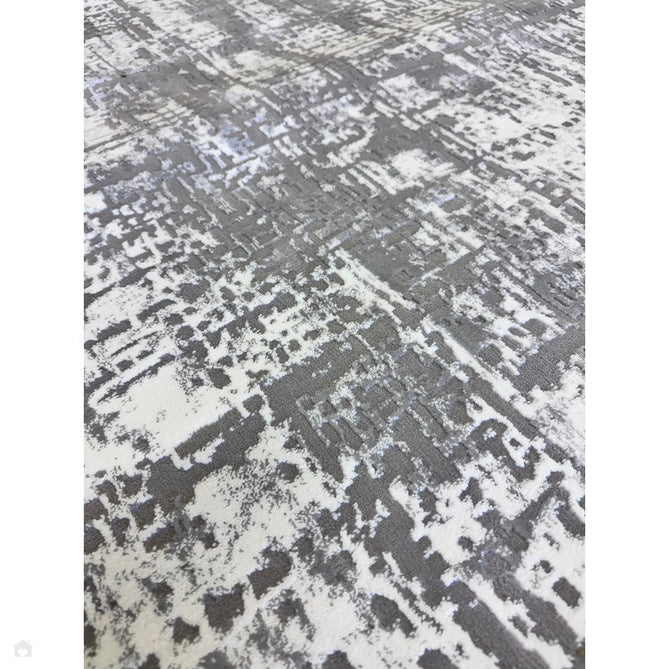 Kuza Abstract Modern Distressed Shimmer Hi-Lo Textured Soft Velvety Touch High-Density Durable Easy-Care Short Pile Mid Grey/Cream/Light Grey Rug-Asiatic Carpets-Rug Love - The Most Loved Rug Store
