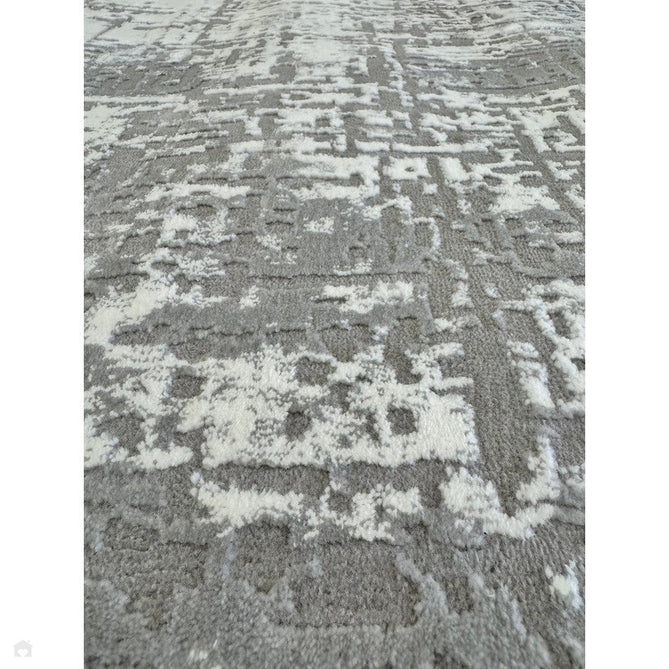 Kuza Abstract Modern Distressed Shimmer Hi-Lo Textured Soft Velvety Touch High-Density Durable Easy-Care Short Pile Mid Grey/Cream/Light Grey Rug-Asiatic Carpets-Rug Love - The Most Loved Rug Store