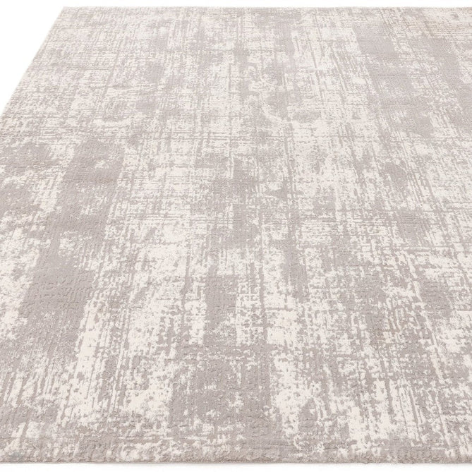 Kuza Abstract Modern Distressed Shimmer Hi-Lo Textured Soft Velvety Touch High-Density Durable Easy-Care Short Pile Mid Grey/Cream/Light Grey Rug-Asiatic Carpets-Rug Love - The Most Loved Rug Store