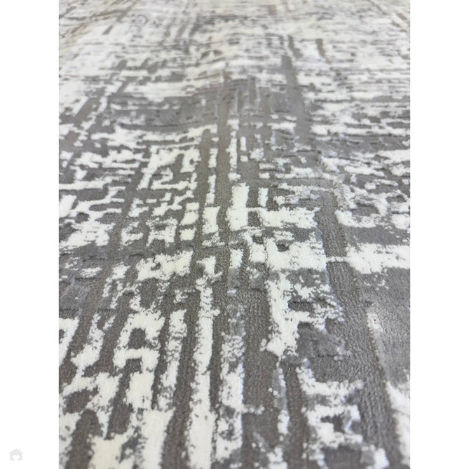 Kuza Abstract Modern Distressed Shimmer Hi-Lo Textured Soft Velvety Touch High-Density Durable Easy-Care Short Pile Mid Grey/Cream/Light Grey Rug-Asiatic Carpets-Rug Love - The Most Loved Rug Store