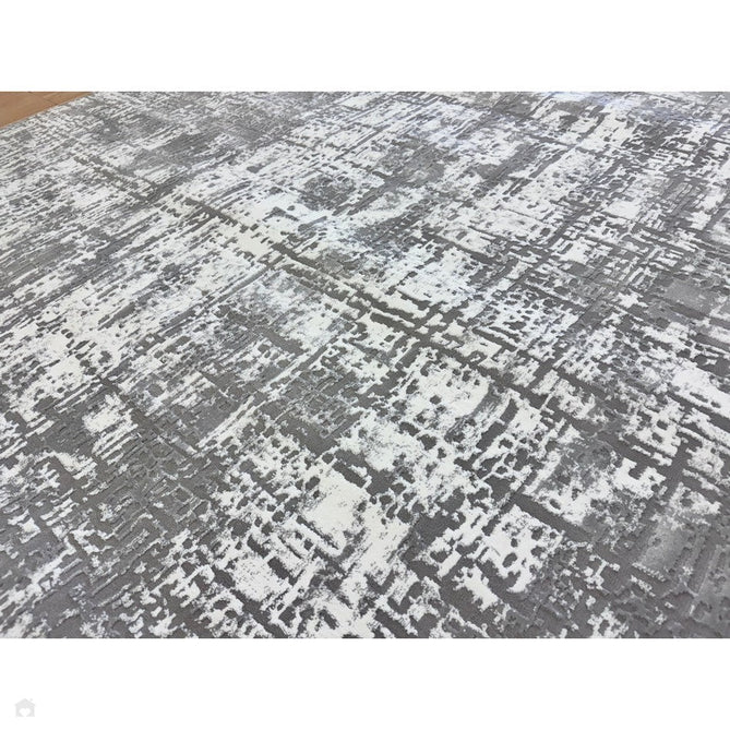 Kuza Abstract Modern Distressed Shimmer Hi-Lo Textured Soft Velvety Touch High-Density Durable Easy-Care Short Pile Mid Grey/Cream/Light Grey Rug-Asiatic Carpets-Rug Love - The Most Loved Rug Store