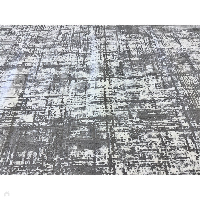 Kuza Abstract Modern Distressed Shimmer Hi-Lo Textured Soft Velvety Touch High-Density Durable Easy-Care Short Pile Mid Grey/Cream/Light Grey Rug-Asiatic Carpets-Rug Love - The Most Loved Rug Store