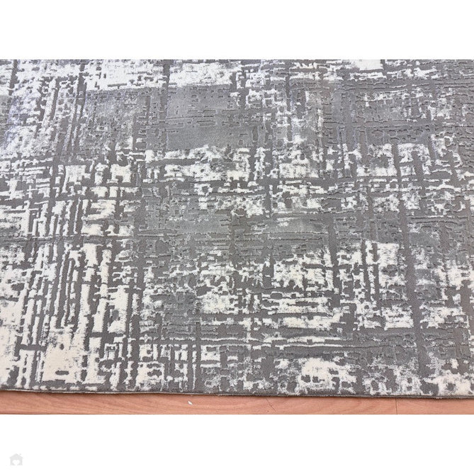 Kuza Abstract Modern Distressed Shimmer Hi-Lo Textured Soft Velvety Touch High-Density Durable Easy-Care Short Pile Mid Grey/Cream/Light Grey Rug-Asiatic Carpets-Rug Love - The Most Loved Rug Store