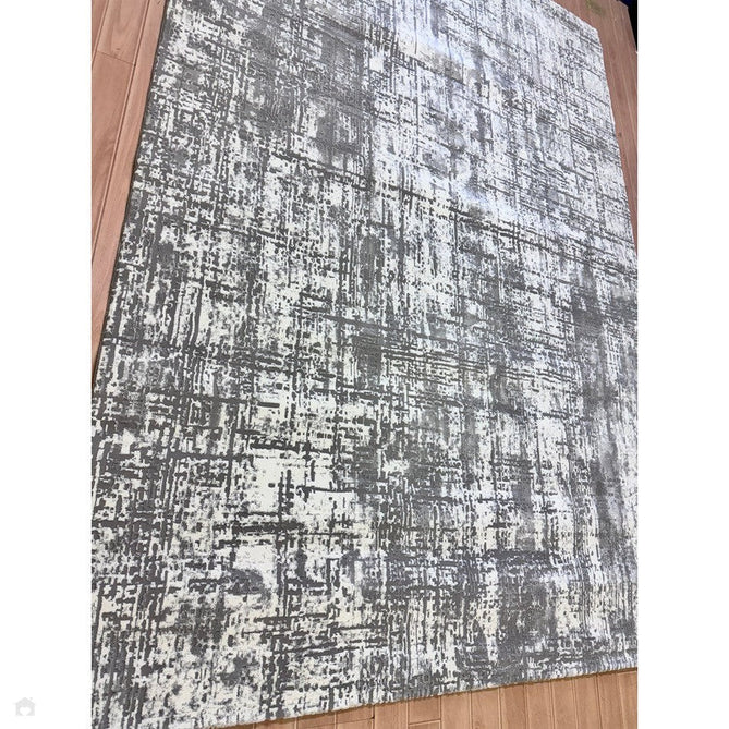 Kuza Abstract Modern Distressed Shimmer Hi-Lo Textured Soft Velvety Touch High-Density Durable Easy-Care Short Pile Mid Grey/Cream/Light Grey Rug-Asiatic Carpets-Rug Love - The Most Loved Rug Store