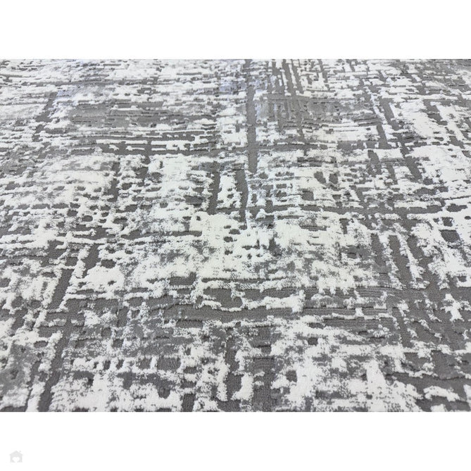 Kuza Abstract Modern Distressed Shimmer Hi-Lo Textured Soft Velvety Touch High-Density Durable Easy-Care Short Pile Mid Grey/Cream/Light Grey Rug-Asiatic Carpets-Rug Love - The Most Loved Rug Store