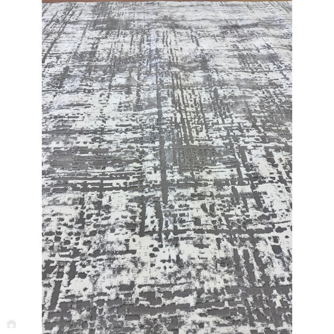 Kuza Abstract Modern Distressed Shimmer Hi-Lo Textured Soft Velvety Touch High-Density Durable Easy-Care Short Pile Mid Grey/Cream/Light Grey Rug-Asiatic Carpets-Rug Love - The Most Loved Rug Store