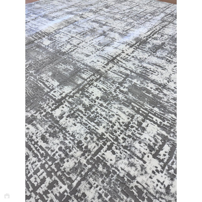 Kuza Abstract Modern Distressed Shimmer Hi-Lo Textured Soft Velvety Touch High-Density Durable Easy-Care Short Pile Mid Grey/Cream/Light Grey Rug-Asiatic Carpets-Rug Love - The Most Loved Rug Store